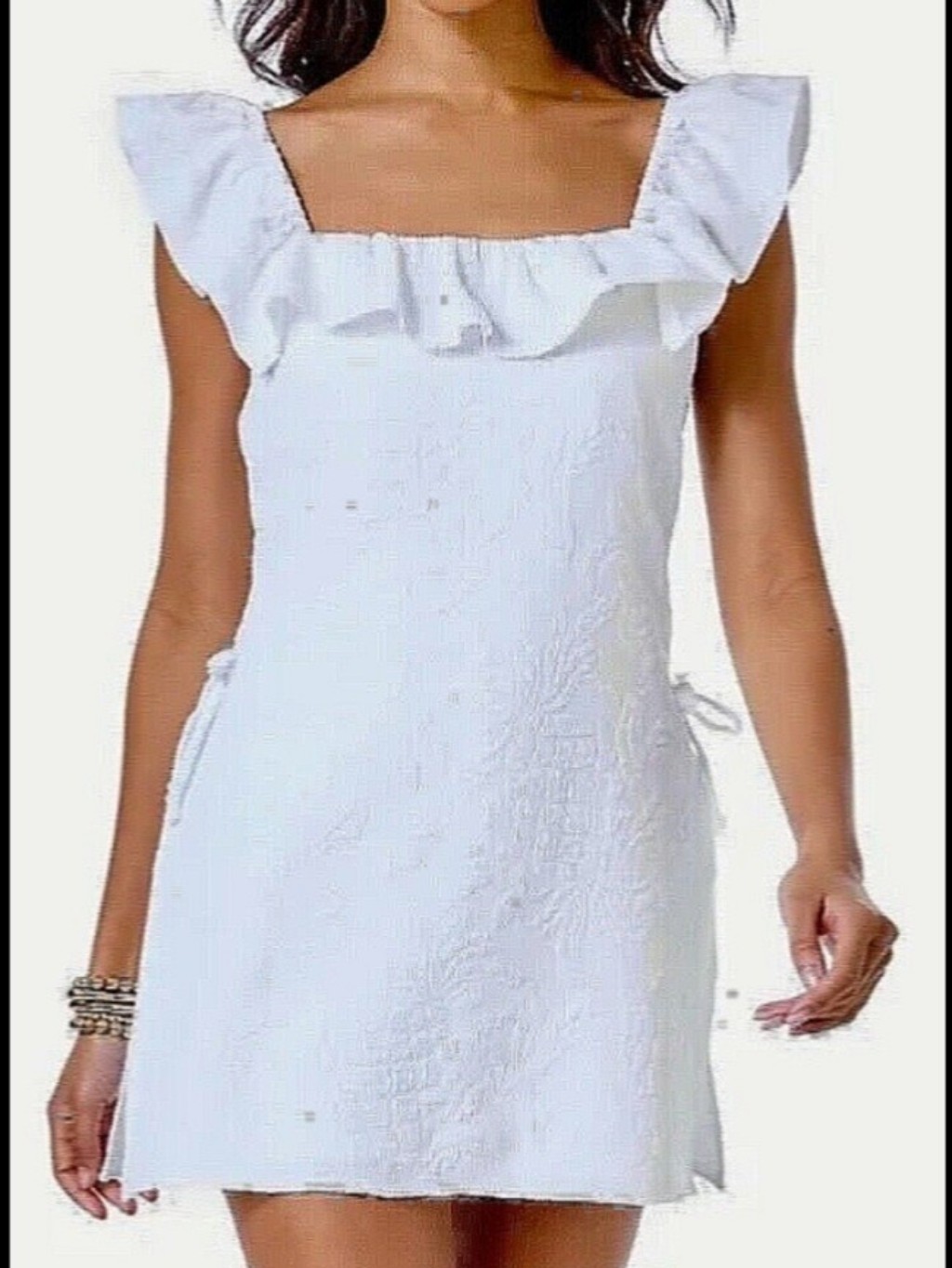 Lilly Pulitzer Zoya Ruffle Romper Pineapple Pucker Jacquard White